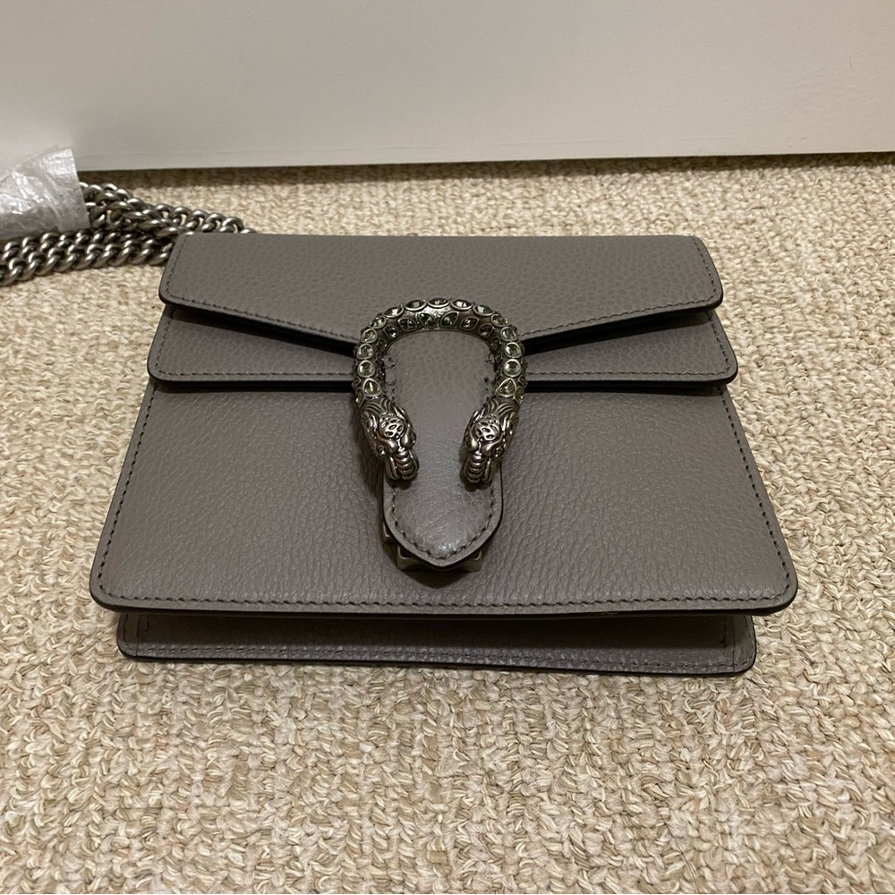 GUCCI Calfskin Dionysus Bag Dusty Grey Authentic Leather Handbag - Picture 2 of 9